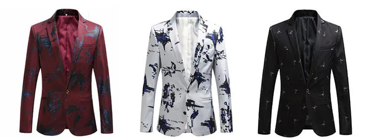 Men's Floral Print Slim Fit Blazer | High Quality Wedding & Party Jacket | Sizes M-6XL by BlazerBoyz