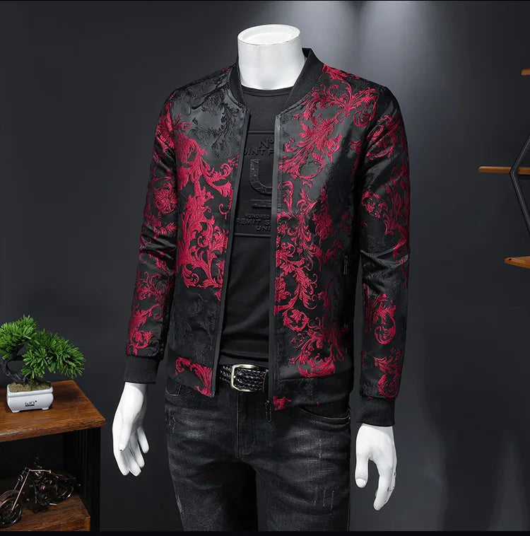 Paisley Pattern Floral Bomber Jacket | Retro Slim Fit Embroidered Men’s Streetwear Coat by BlazerBoyz