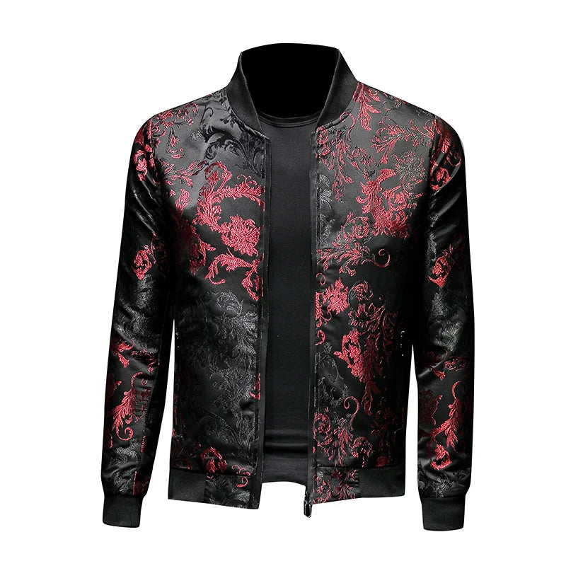 Paisley Pattern Floral Bomber Jacket | Retro Slim Fit Embroidered Men’s Streetwear Coat by BlazerBoyz