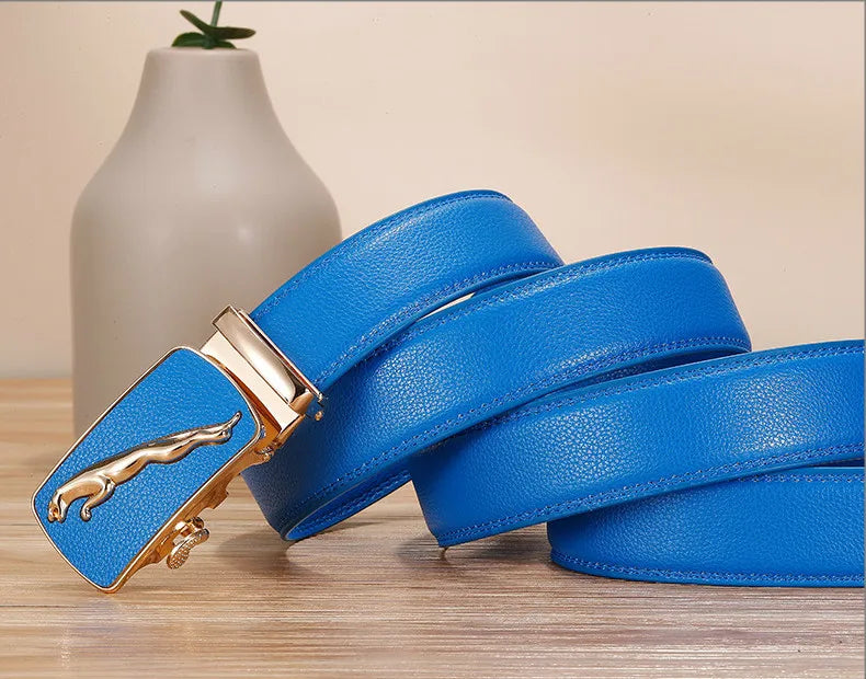 Men’s Genuine Leather Belt | Luxury Alloy Automatic Buckle for Business & Casual Wear by BlazerBoyz