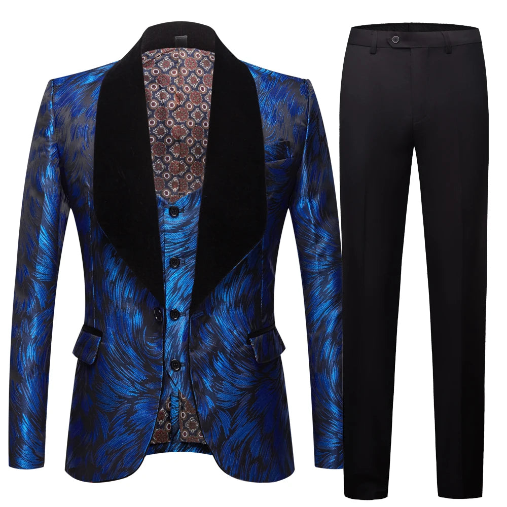 Men’s Big Shawl Lapel 3-Piece Suit | Fashionable Set in Pink, Red, Blue, White, Black by BlazerBoyz