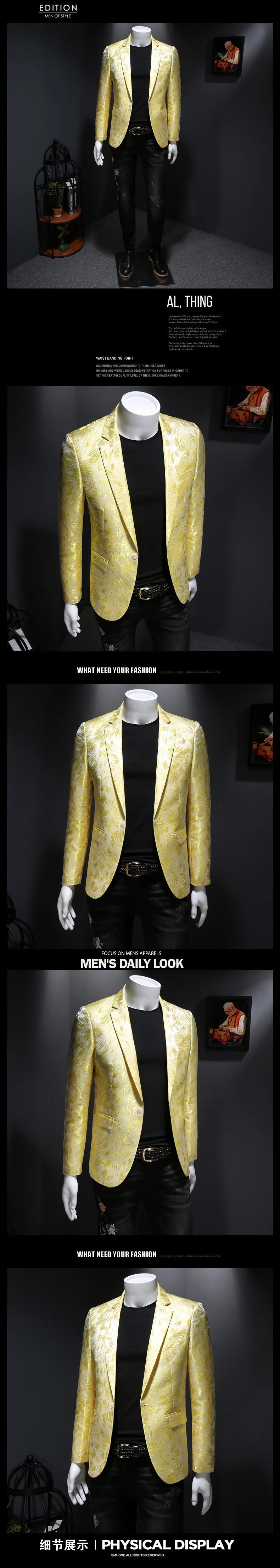 Luxury Embroidered Men’s Blazer | Gold Yarn Casual Suit Jacket for Stage & Events by BlazerBoyz