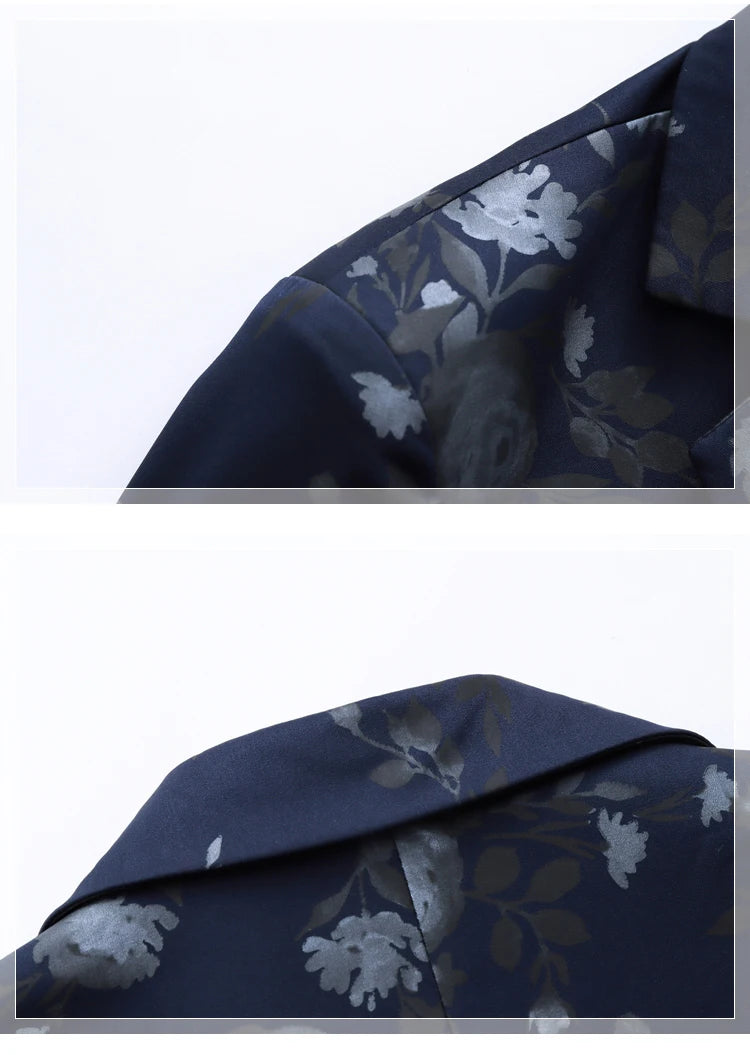 Men’s Floral Print Blazer Coat | Vintage Navy, Black, White Modern Blazers by BlazerBoyz