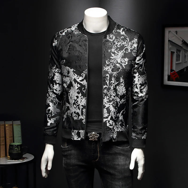 Paisley Pattern Floral Bomber Jacket | Retro Slim Fit Embroidered Men’s Streetwear Coat by BlazerBoyz