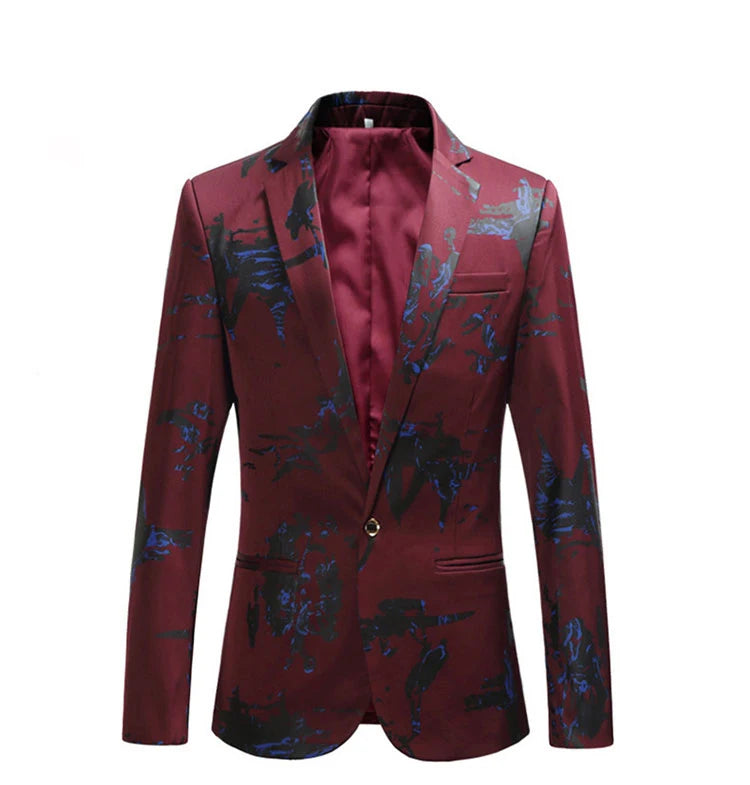 Men's Floral Print Slim Fit Blazer | High Quality Wedding & Party Jacket | Sizes M-6XL by BlazerBoyz