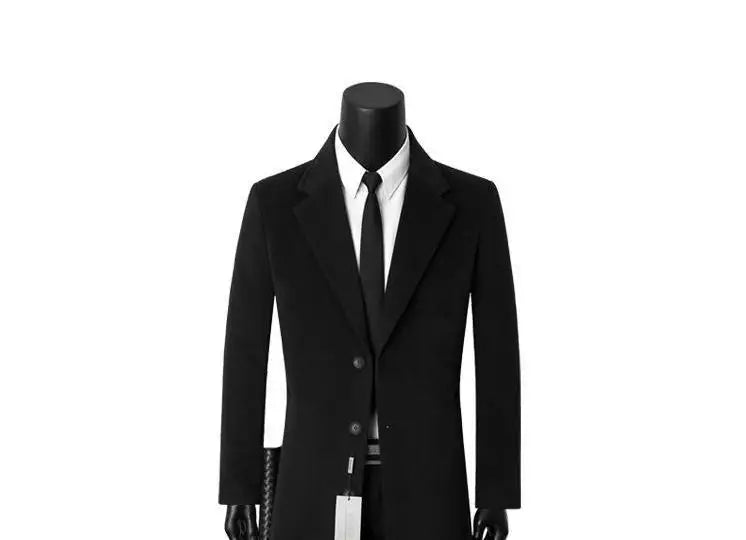 Men’s Cashmere Wool Overcoat | X-Long Single Button Coat in Plus Sizes S-9XL by BlazerBoyz