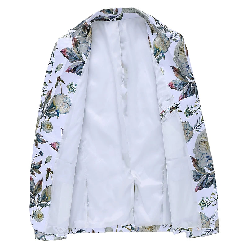 Men’s Floral Print Blazer Coat | Vintage Navy, Black, White Modern Blazers by BlazerBoyz