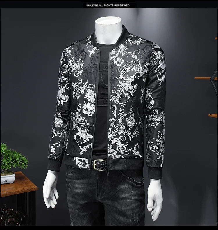 Paisley Pattern Floral Bomber Jacket | Retro Slim Fit Embroidered Men’s Streetwear Coat by BlazerBoyz