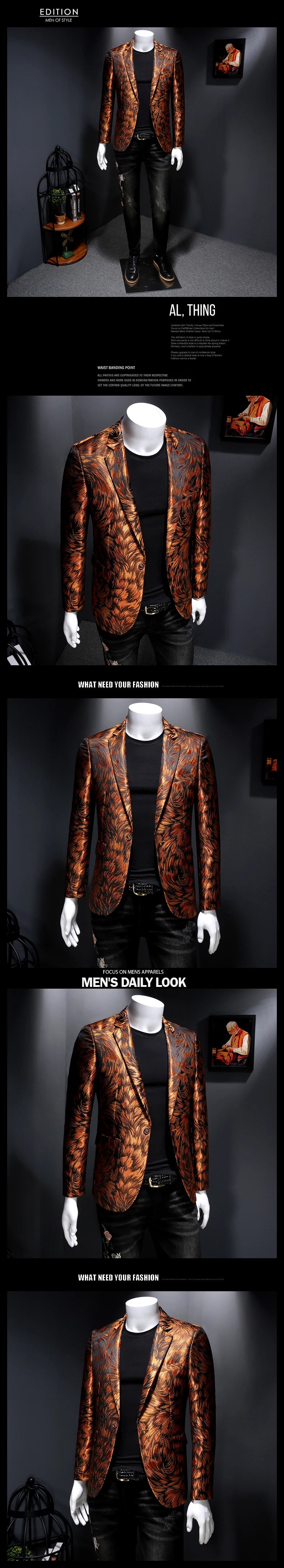 Luxury Embroidered Men’s Blazer | Gold Yarn Casual Suit Jacket for Stage & Events by BlazerBoyz