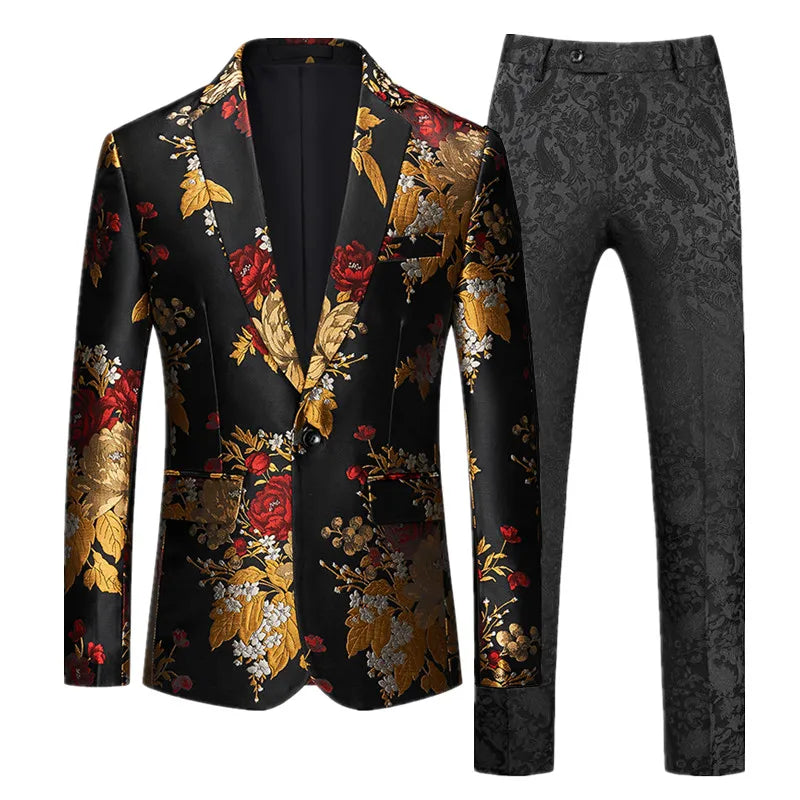 Luxury Men’s Swallowtail Suit | 2-Piece Slim Fit Jacquard Blazer & Pants for Weddings & Parties by BlazerBoyz