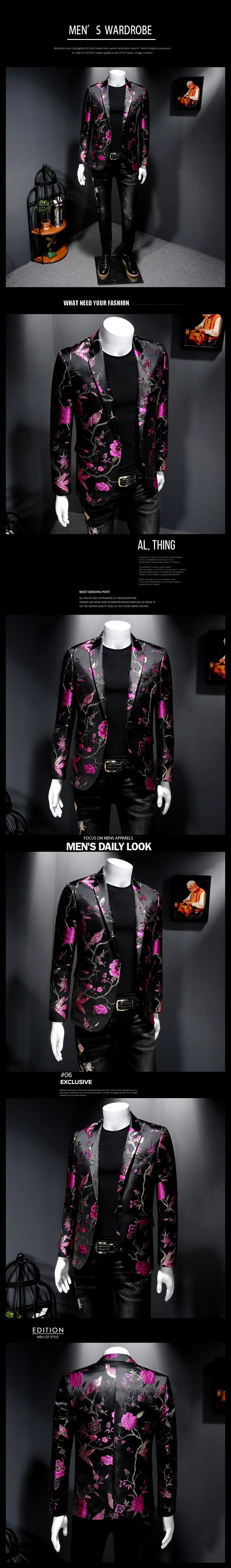 Vintage Luxury Jacquard Blazer for Men | Flower Slim Fit Floral Blazer by BlazerBoyz