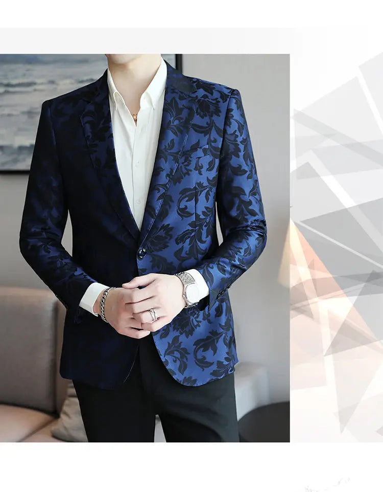 Luxury Print Slim Fit Blazer for Men | Black Suit Jacket for Stage, Party, & Wedding | Sizes 4XL-5XL by BlazerBoyz