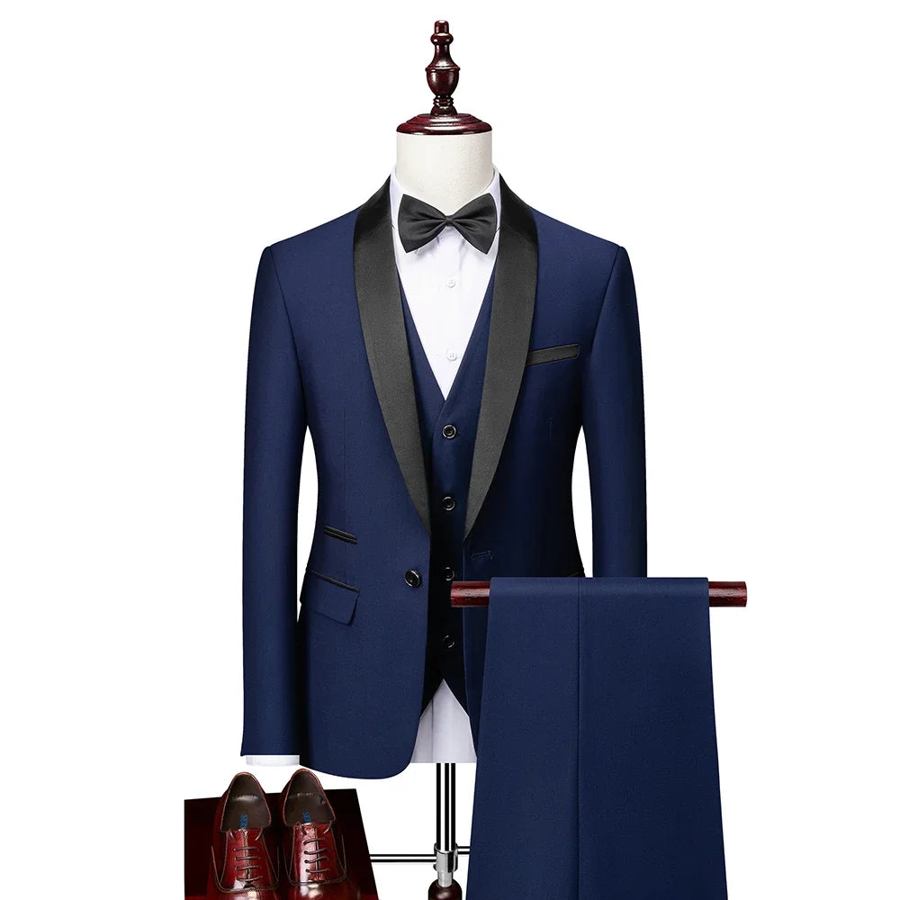 Men's Skinny Fit 3-Piece Tuxedo Suit | Slim Fit Groom & Prom Blazer Set by BlazerBoyz