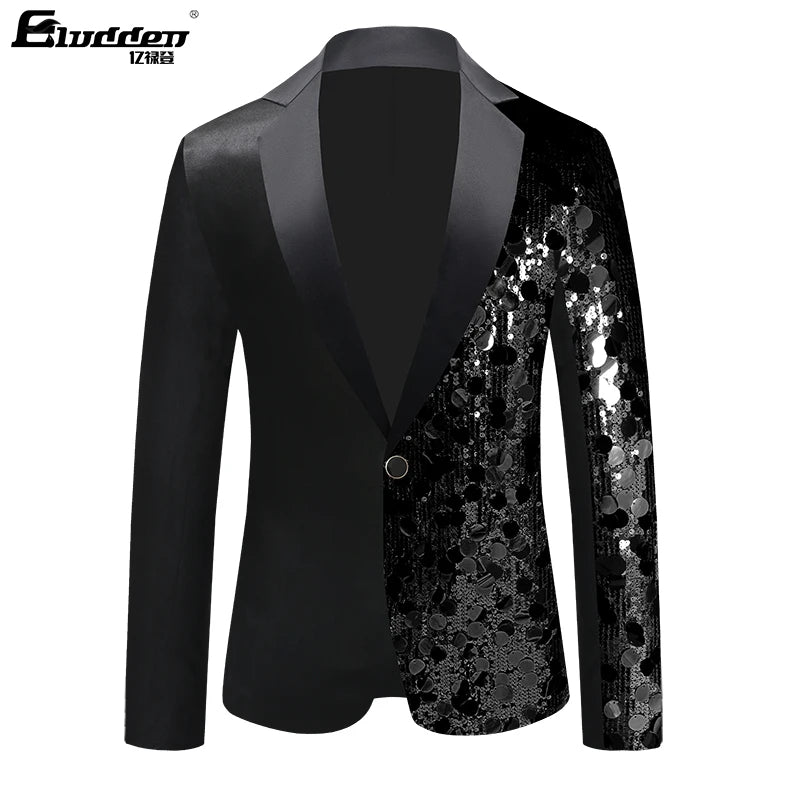 Single-Breasted Leopard Sequin Suit Jacket