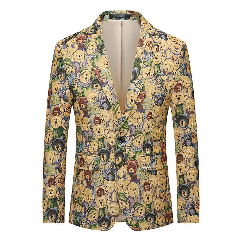 Luxury Peacock Feather Jacquard Blazer | Top-Quality Single Button Men’s Elegant Suit Jacket by BlazerBoyz