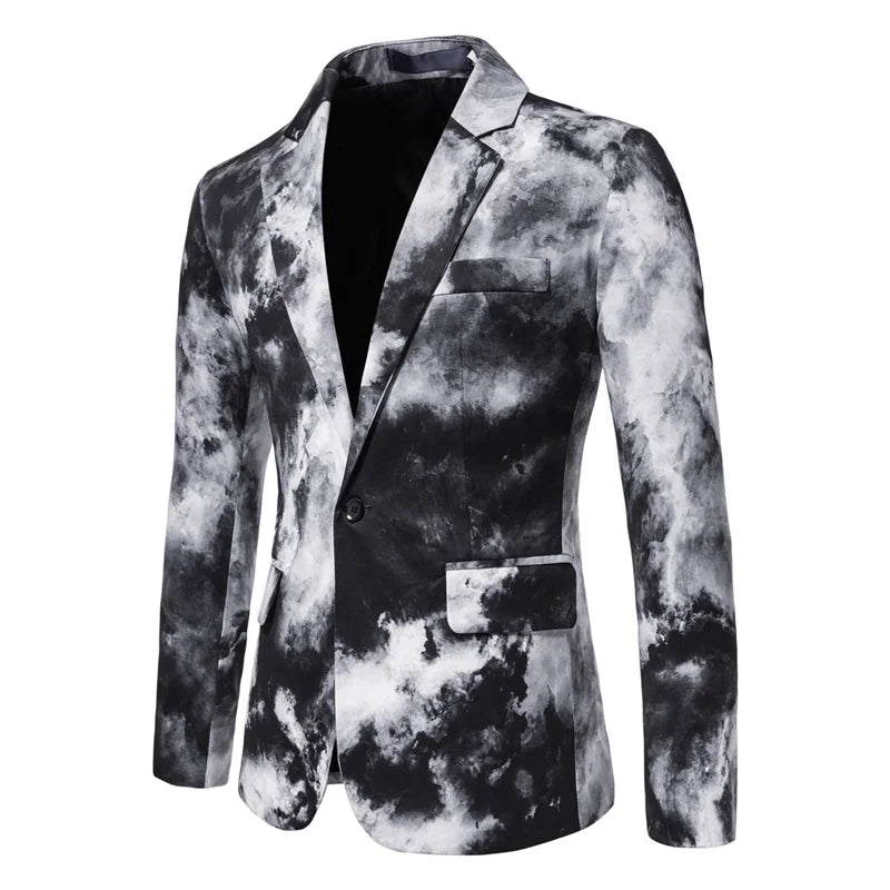 Men’s Printed and Dyed Floral Suit Jacket | Fashionable Blue/Black Blazer by BlazerBoyz