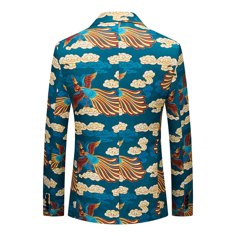 Luxury Peacock Feather Jacquard Blazer | Top-Quality Single Button Men’s Elegant Suit Jacket by BlazerBoyz