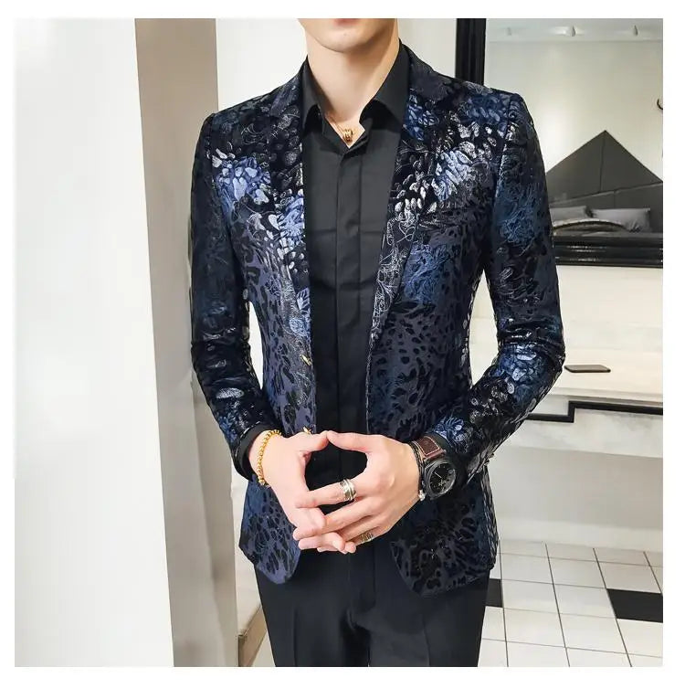 Men’s British Style Slim Fit Blazer | Trendy Print Wedding & Business Jacket by BlazerBoyz