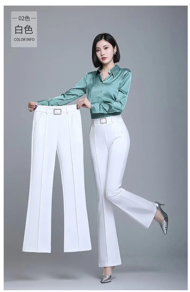 Elegant High-Waist Flare Pants for Women | Office & Casual Trousers by BlazerGirlz