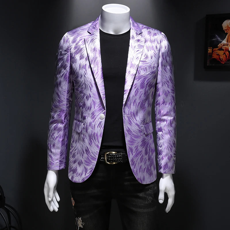 Luxury Embroidered Men’s Blazer | Gold Yarn Casual Suit Jacket for Stage & Events by BlazerBoyz