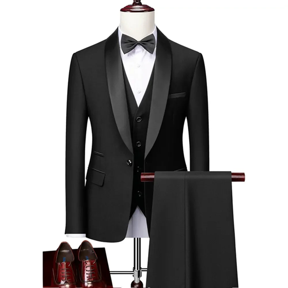 Men's Skinny Fit 3-Piece Tuxedo Suit | Slim Fit Groom & Prom Blazer Set by BlazerBoyz