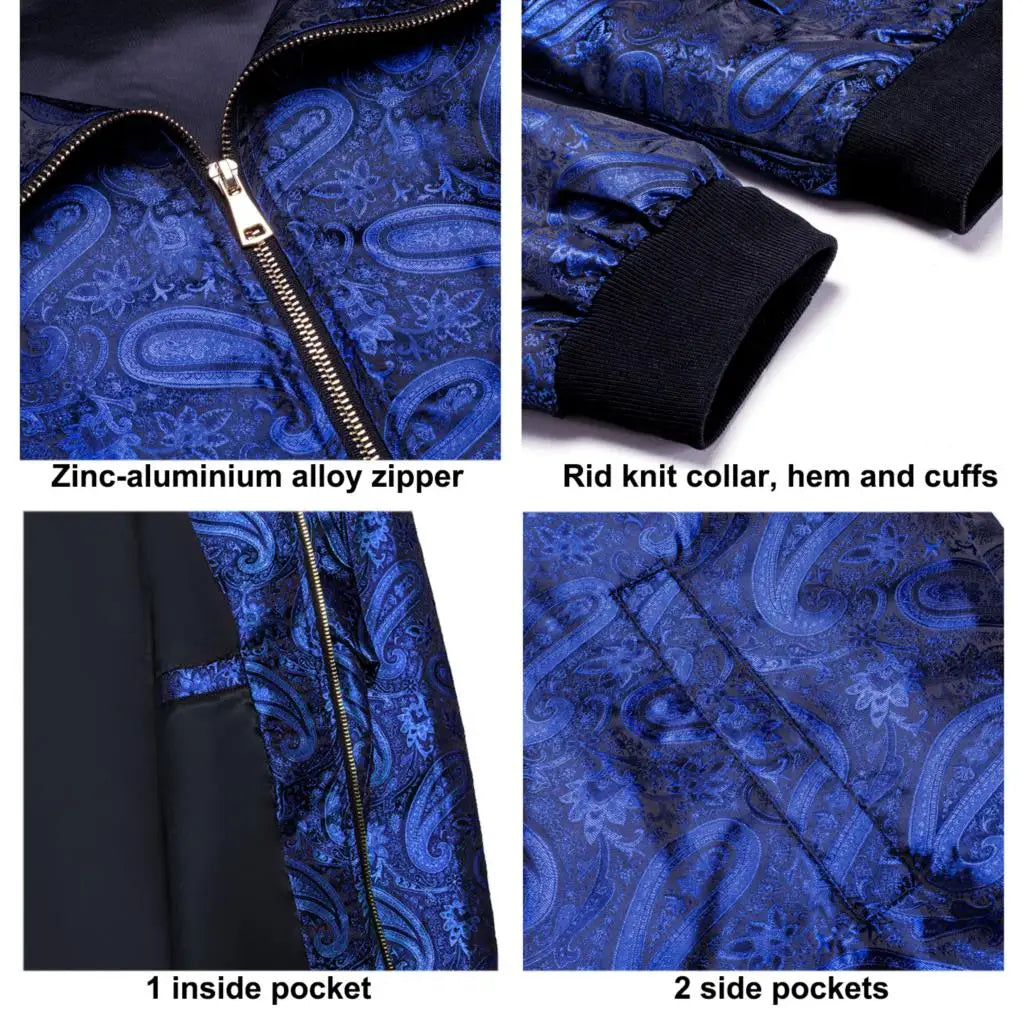 Paisley Jacquard Lightweight Bomber Jacket – Men's Casual Streetwear Windbreaker