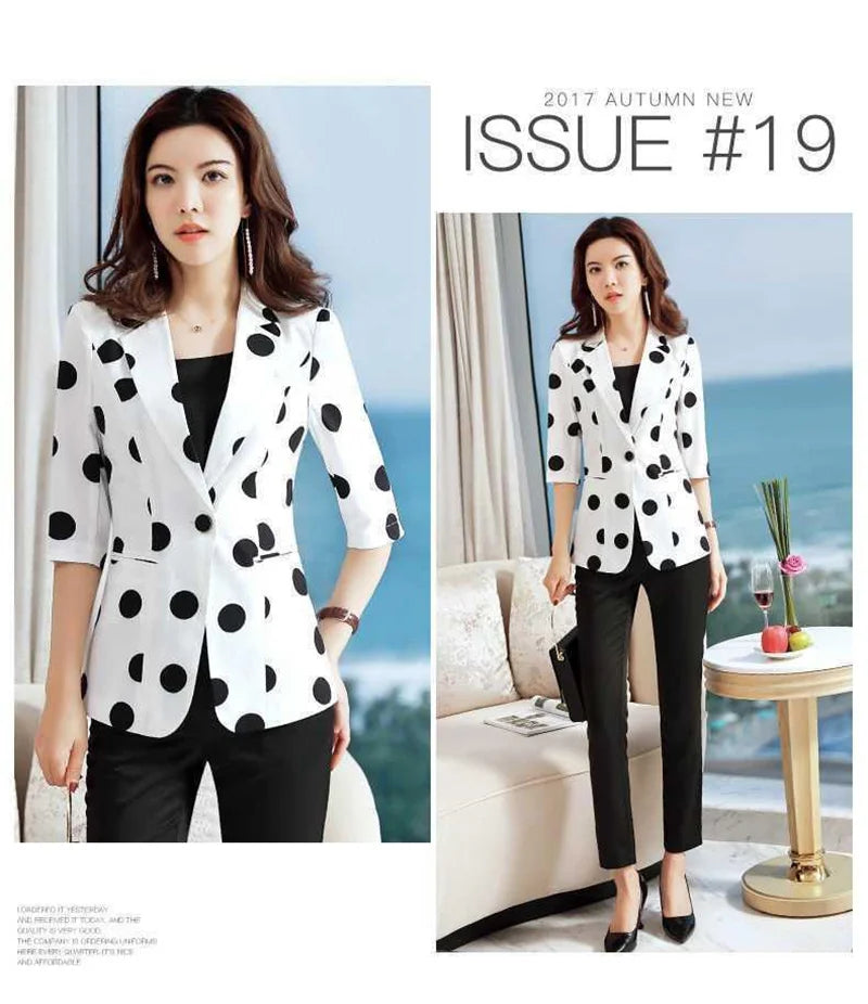 Polka Dot Slim Fit Blazer | Women's Spring & Summer Korean Fashion Jacket by BlazerBoyz