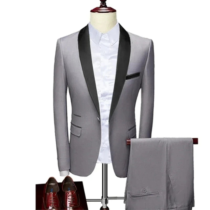 Men's Skinny Fit 3-Piece Tuxedo Suit | Slim Fit Groom & Prom Blazer Set by BlazerBoyz