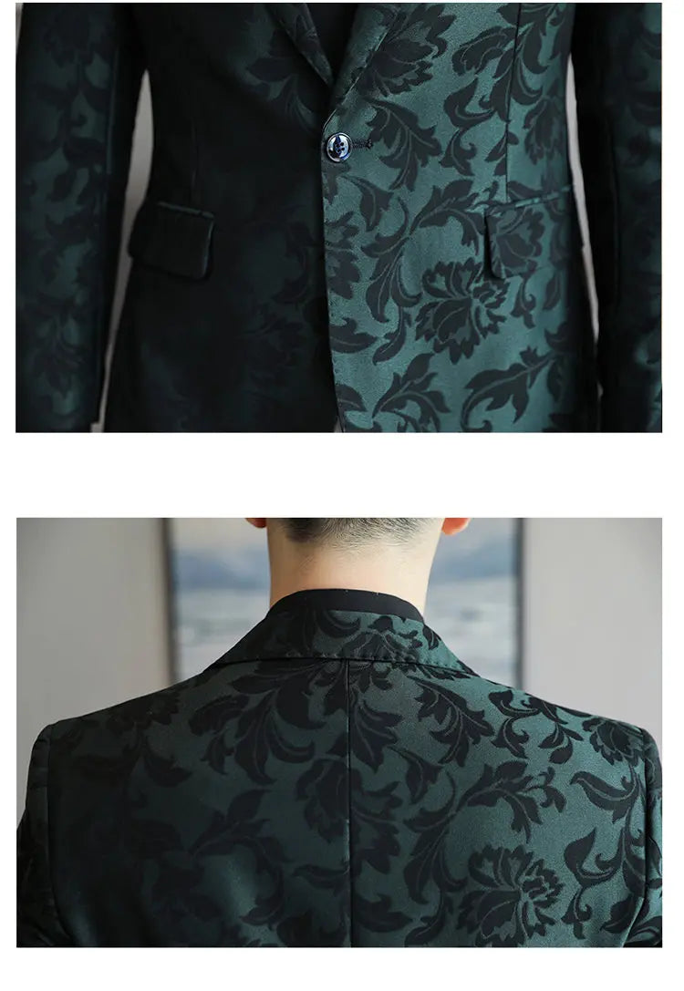 Luxury Print Slim Fit Blazer for Men | Black Suit Jacket for Stage, Party, & Wedding | Sizes 4XL-5XL by BlazerBoyz