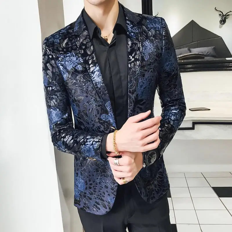 Men’s British Style Slim Fit Blazer | Trendy Print Wedding & Business Jacket by BlazerBoyz