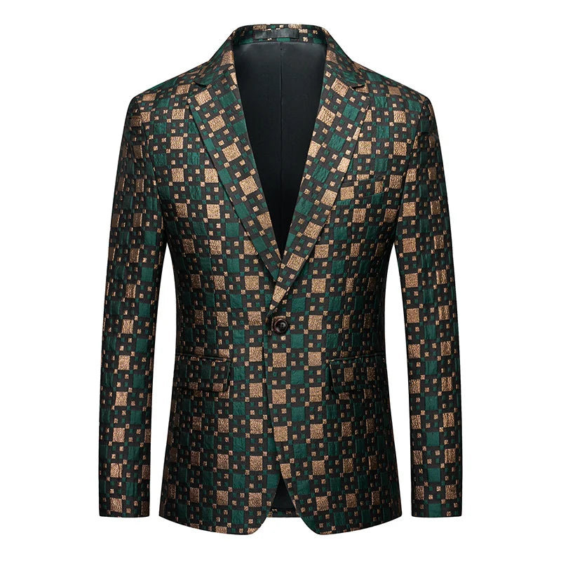 Men's Black Floral Jacquard Party Blazer | Luxury Steampunk Designer Suit Jacket by BlazerBoyz