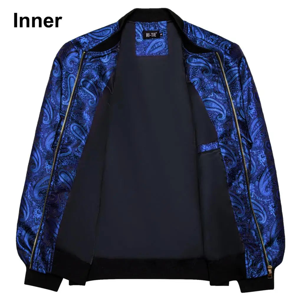 Paisley Jacquard Lightweight Bomber Jacket – Men's Casual Streetwear Windbreaker