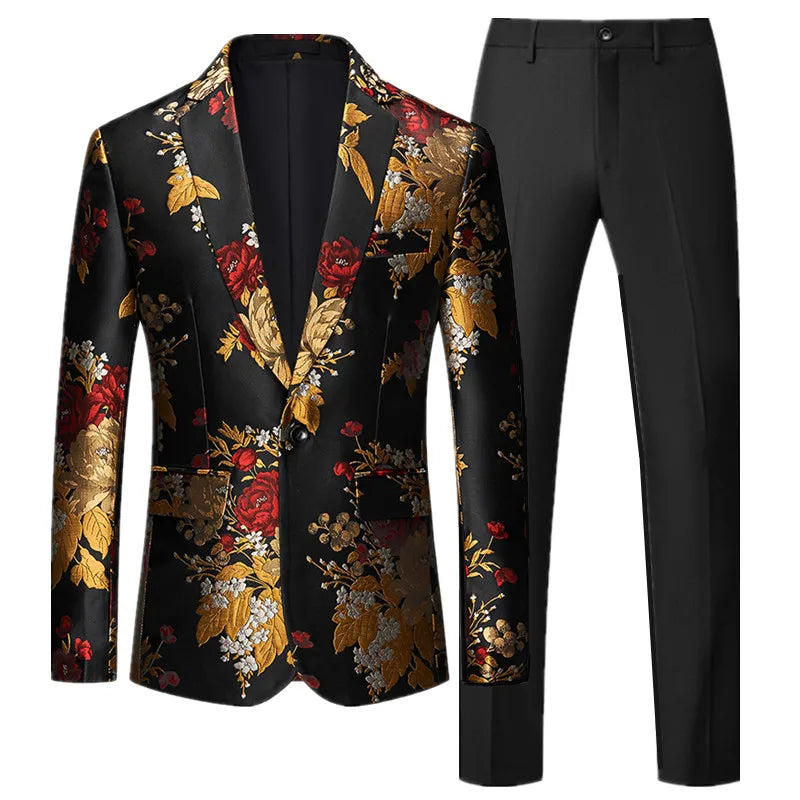 Luxury Men’s Swallowtail Suit | 2-Piece Slim Fit Jacquard Blazer & Pants for Weddings & Parties by BlazerBoyz