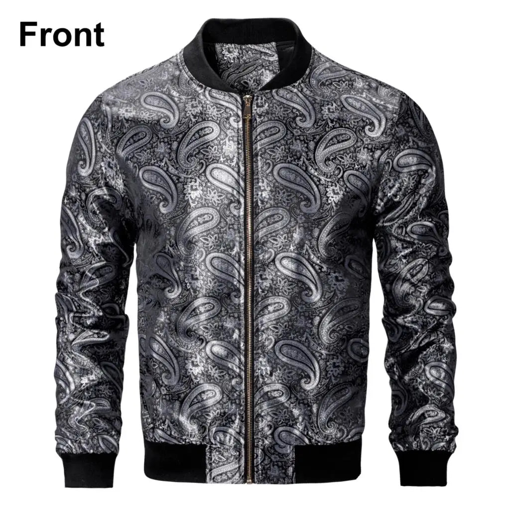 Paisley Jacquard Lightweight Bomber Jacket – Men's Casual Streetwear Windbreaker