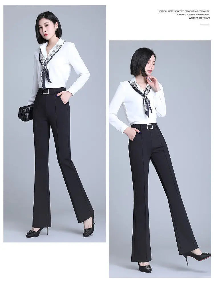 Elegant High-Waist Flare Pants for Women | Office & Casual Trousers by BlazerGirlz