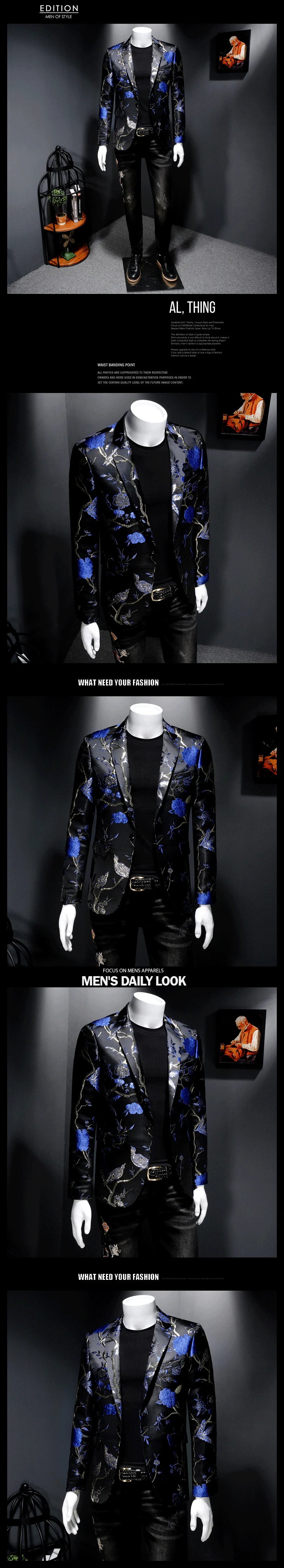 Vintage Luxury Jacquard Blazer for Men | Flower Slim Fit Floral Blazer by BlazerBoyz