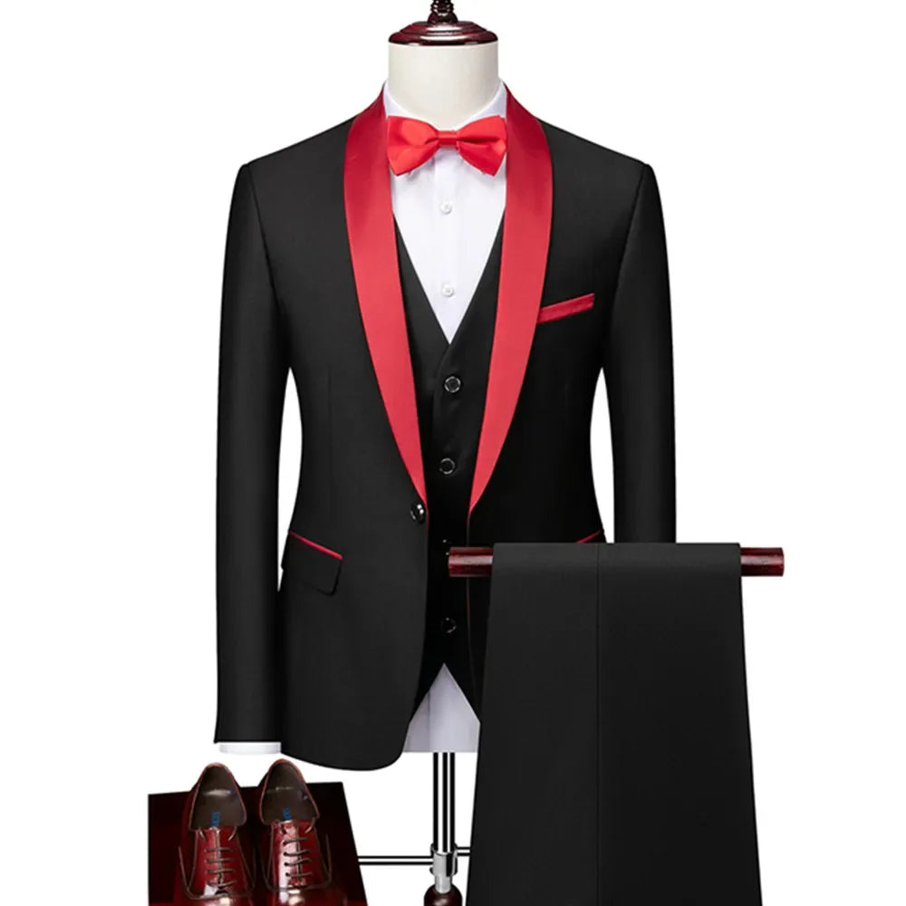 Men's Skinny Fit 3-Piece Tuxedo Suit | Slim Fit Groom & Prom Blazer Set by BlazerBoyz