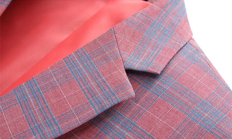 Red Striped Plaid 3-Piece Suit | Men's Slim Fit Wedding & Party Blazer, Pants & Vest by BlazerBoyz