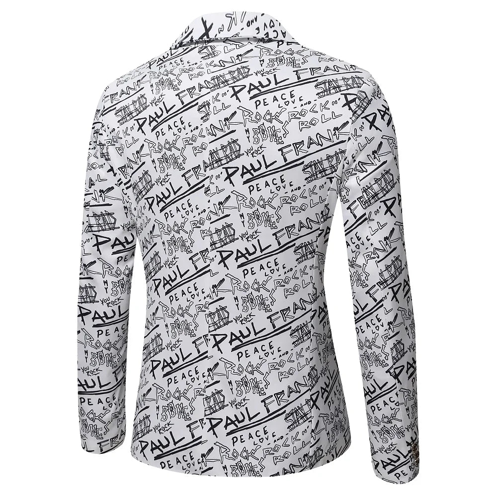 Men’s Casual Letter Printed Suit Jacket | Elegant Slim Fit Veston Homme by BlazerBoyz