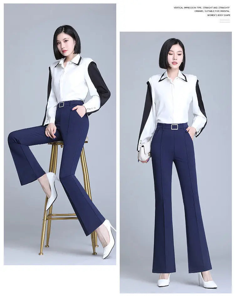 Elegant High-Waist Flare Pants for Women | Office & Casual Trousers by BlazerGirlz