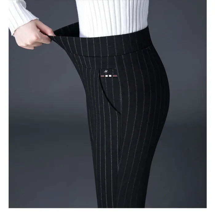 Diamond Stripes High-Waist Pants | Women’s Spring & Summer Office Casual Trousers