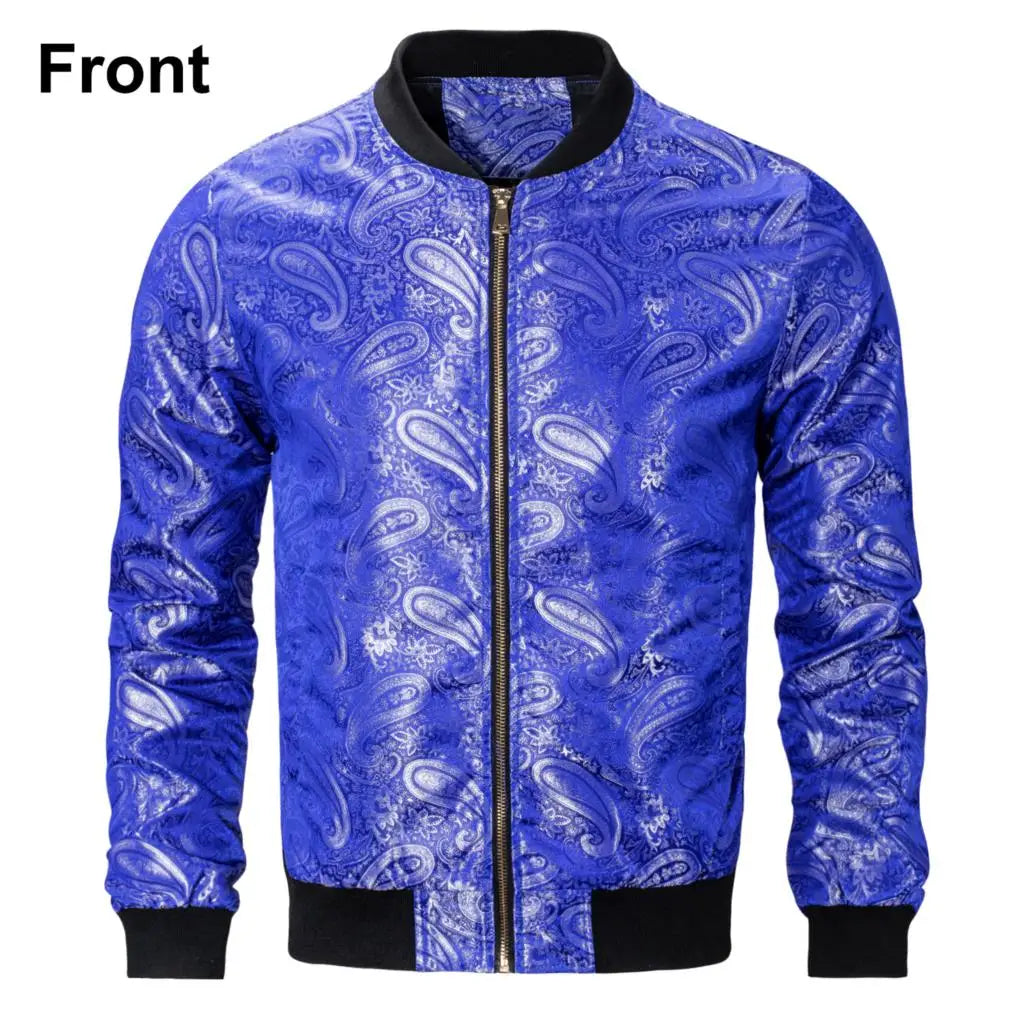 Paisley Jacquard Lightweight Bomber Jacket – Men's Casual Streetwear Windbreaker