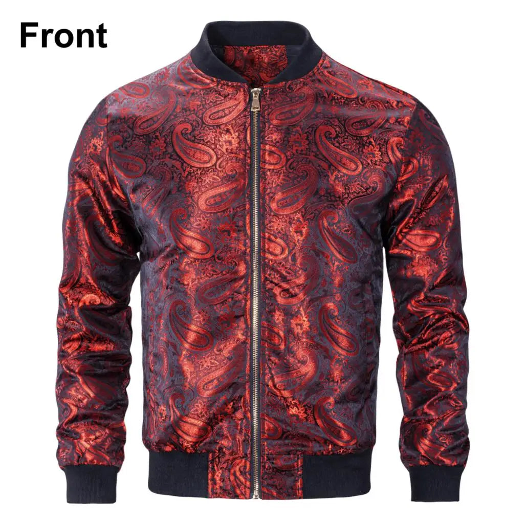 Paisley Jacquard Lightweight Bomber Jacket – Men's Casual Streetwear Windbreaker