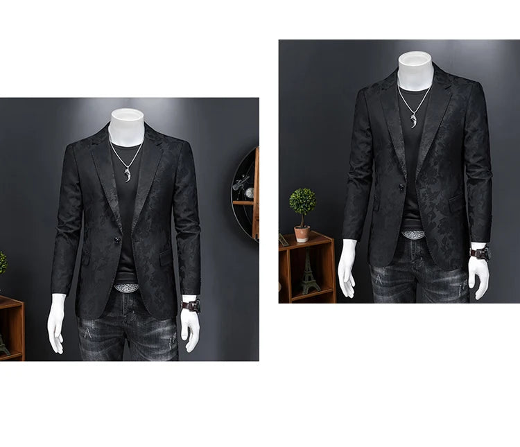 Men’s British Style Jacquard Blazer | Luxury Slim Fit Business Casual Suit by BlazerBoyz