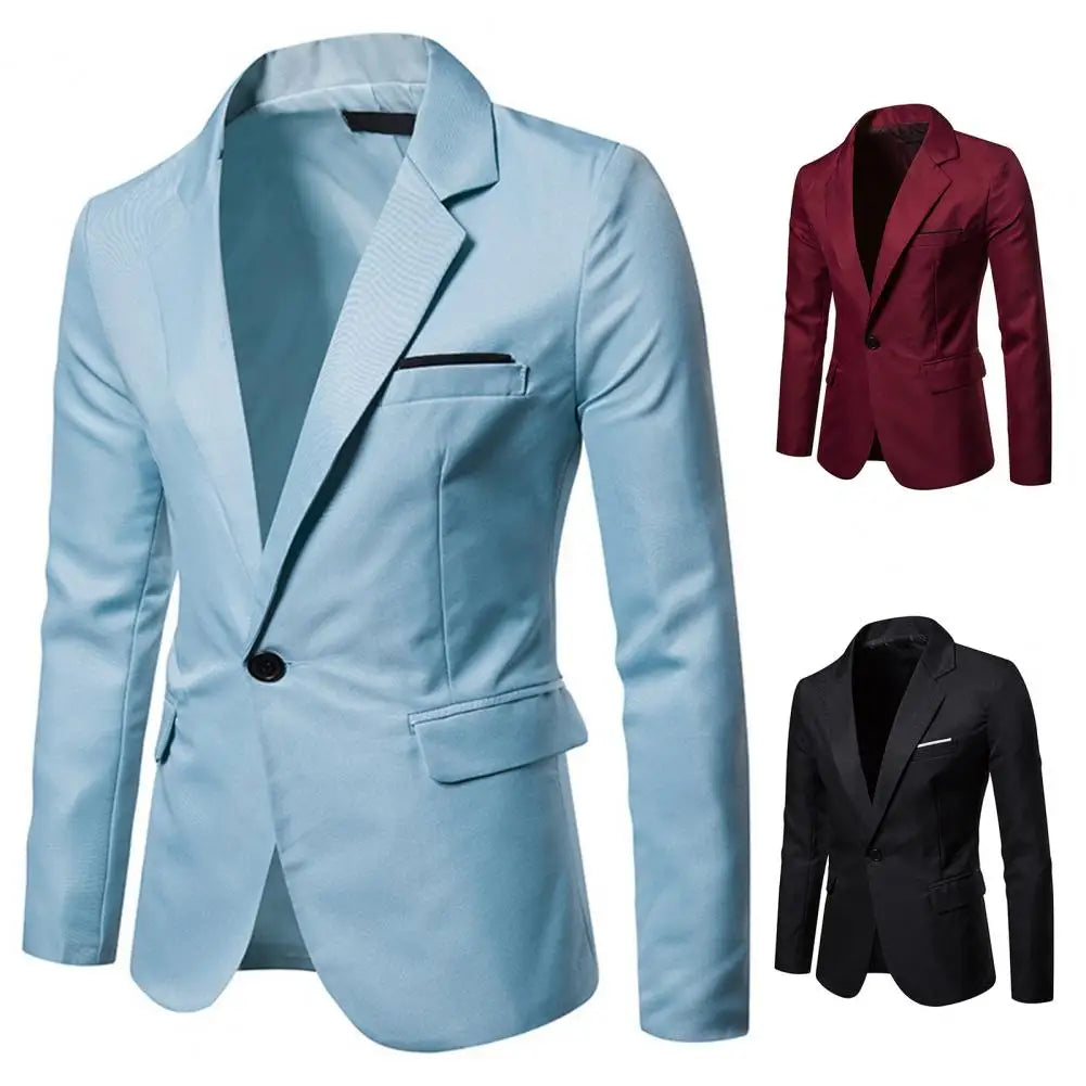 Men's Autumn/Winter Blazer | Stylish One-Button Suit Coat with Pockets | Sizes M-2XL by BlazerBoyz