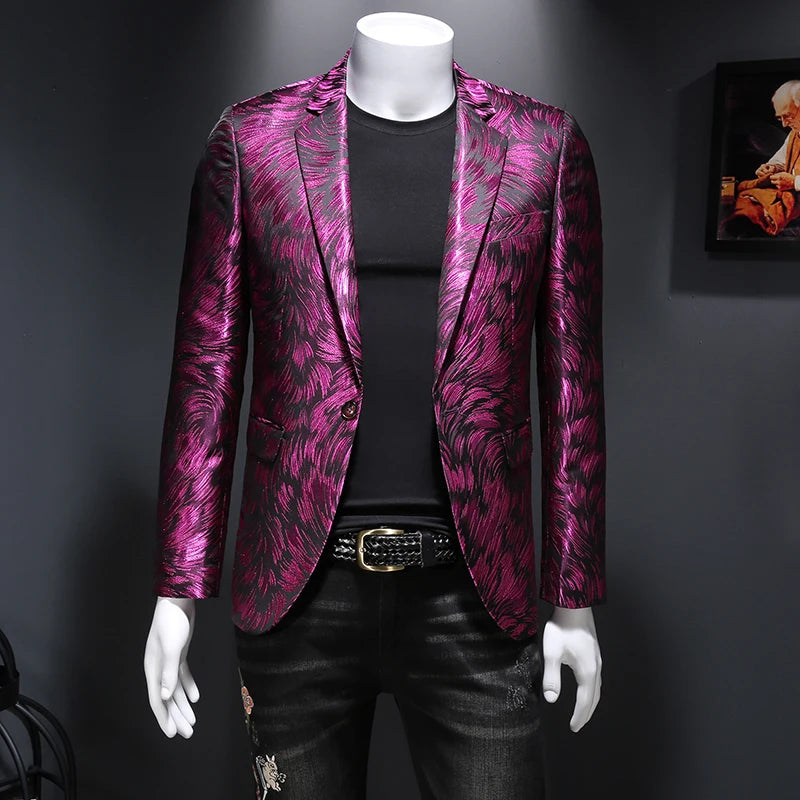 Luxury Embroidered Men’s Blazer | Gold Yarn Casual Suit Jacket for Stage & Events by BlazerBoyz