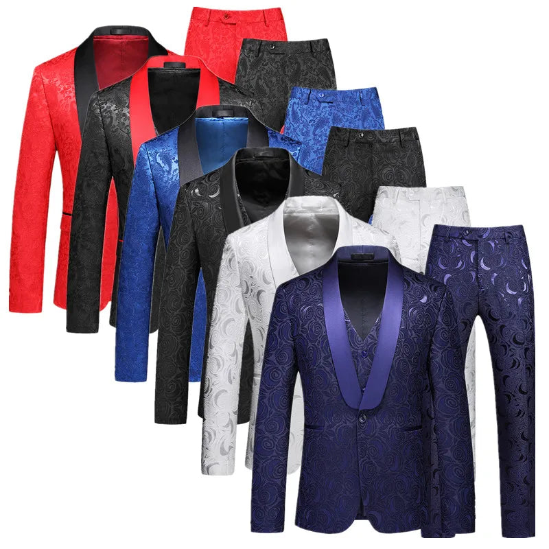 Courtly Charm 3-Piece Suit | Men's Slim Fit Swallowtail Wedding, Office, & Banquet Ensemble