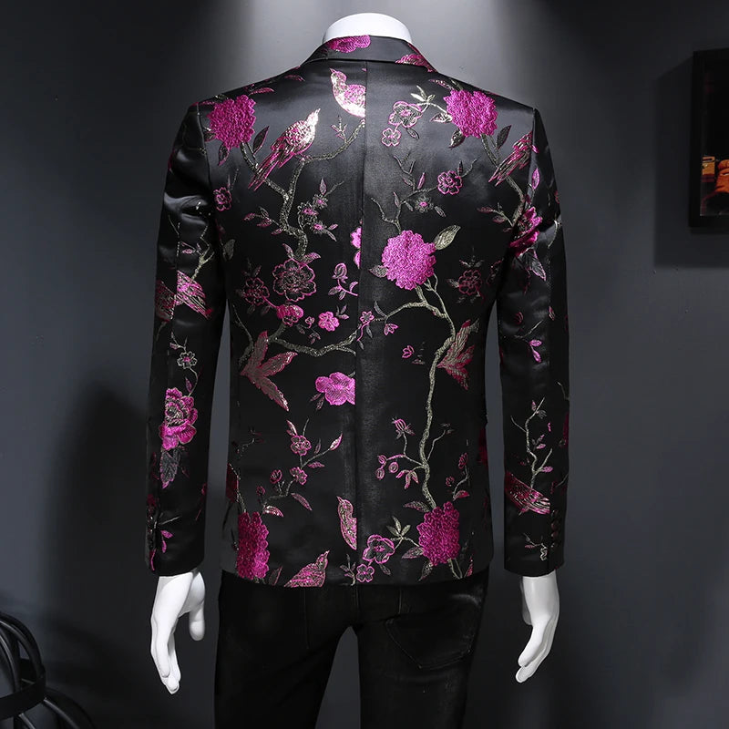 Vintage Luxury Jacquard Blazer for Men | Flower Slim Fit Floral Blazer by BlazerBoyz