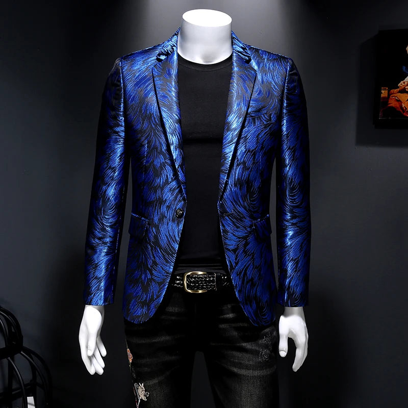 Luxury Embroidered Men’s Blazer | Gold Yarn Casual Suit Jacket for Stage & Events by BlazerBoyz