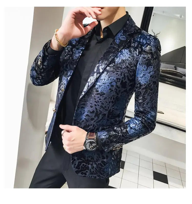 Men’s British Style Slim Fit Blazer | Trendy Print Wedding & Business Jacket by BlazerBoyz